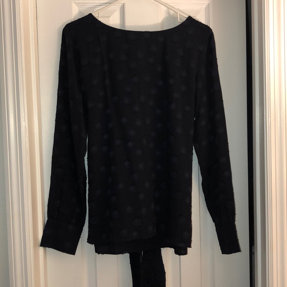 Navy Blue Flower textured Blouse